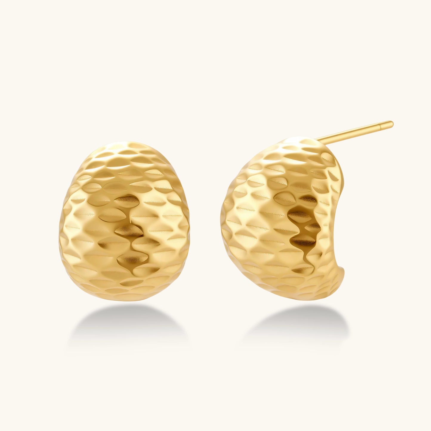 Hammered Gold Huggies
