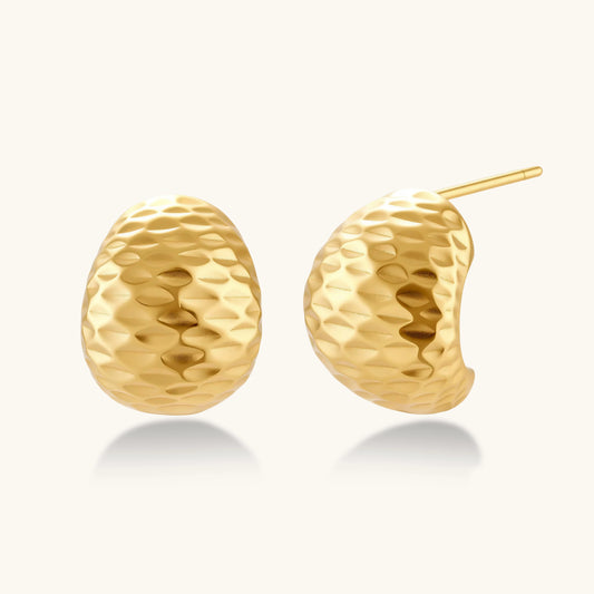 Hammered Gold Huggies