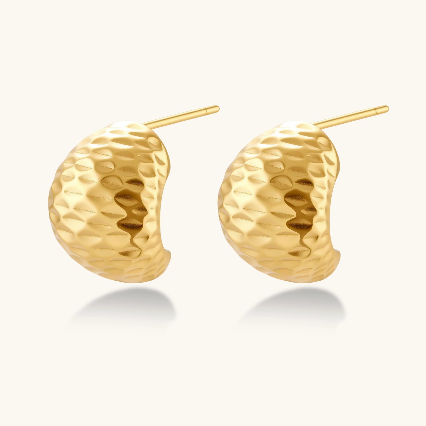 Hammered Gold Huggies