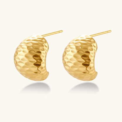 Hammered Gold Huggies