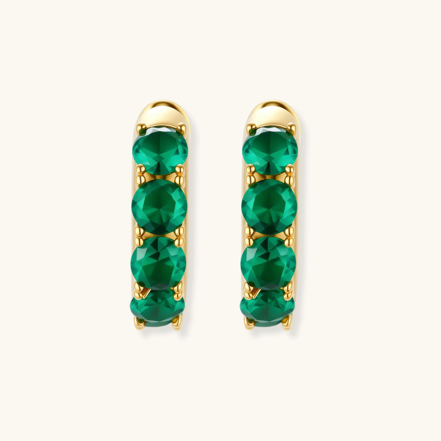 Emerald Huggie Hoops
