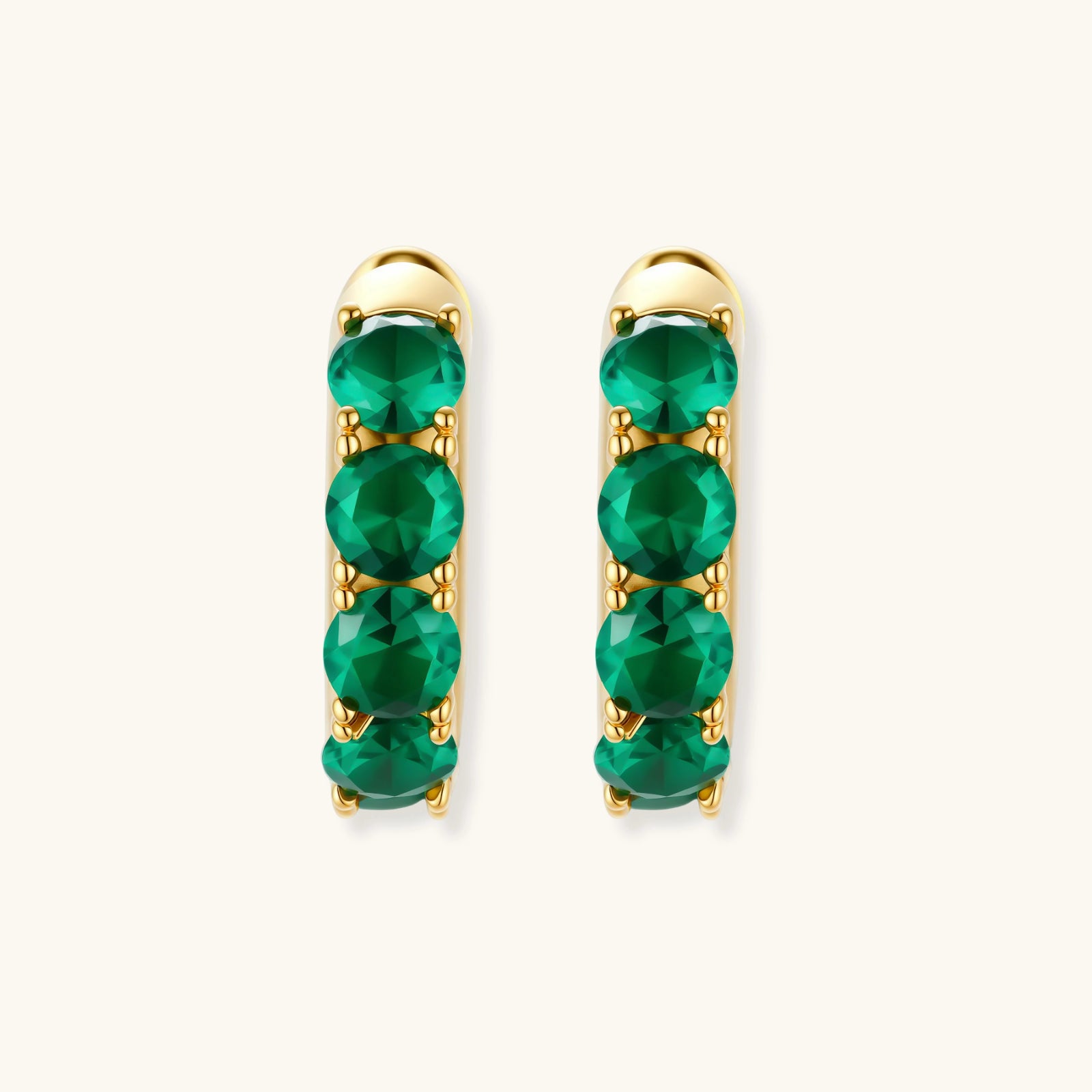 Emerald Huggie Hoops