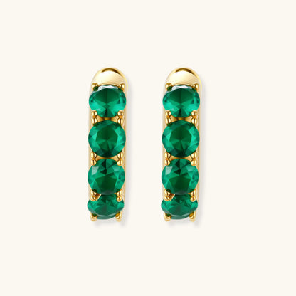 Emerald Huggie Hoops