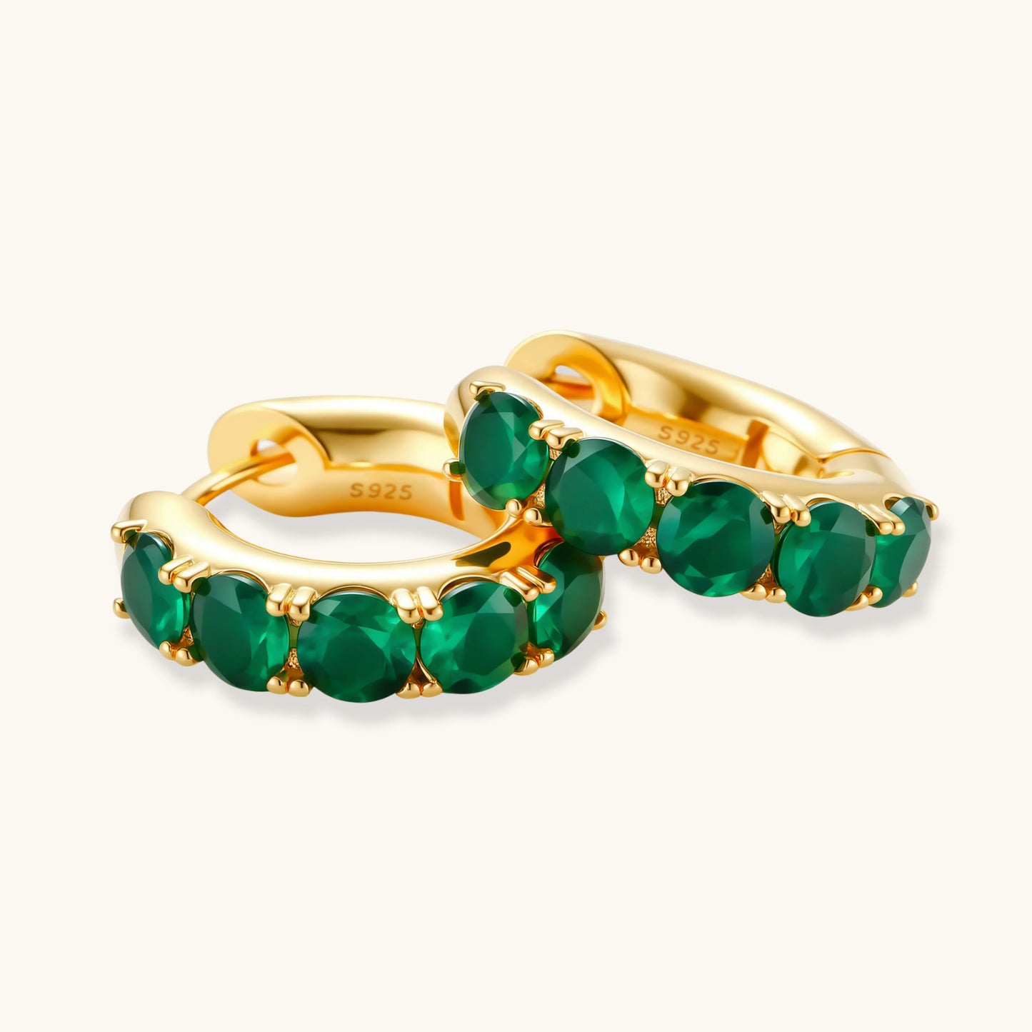 Emerald Huggie Hoops