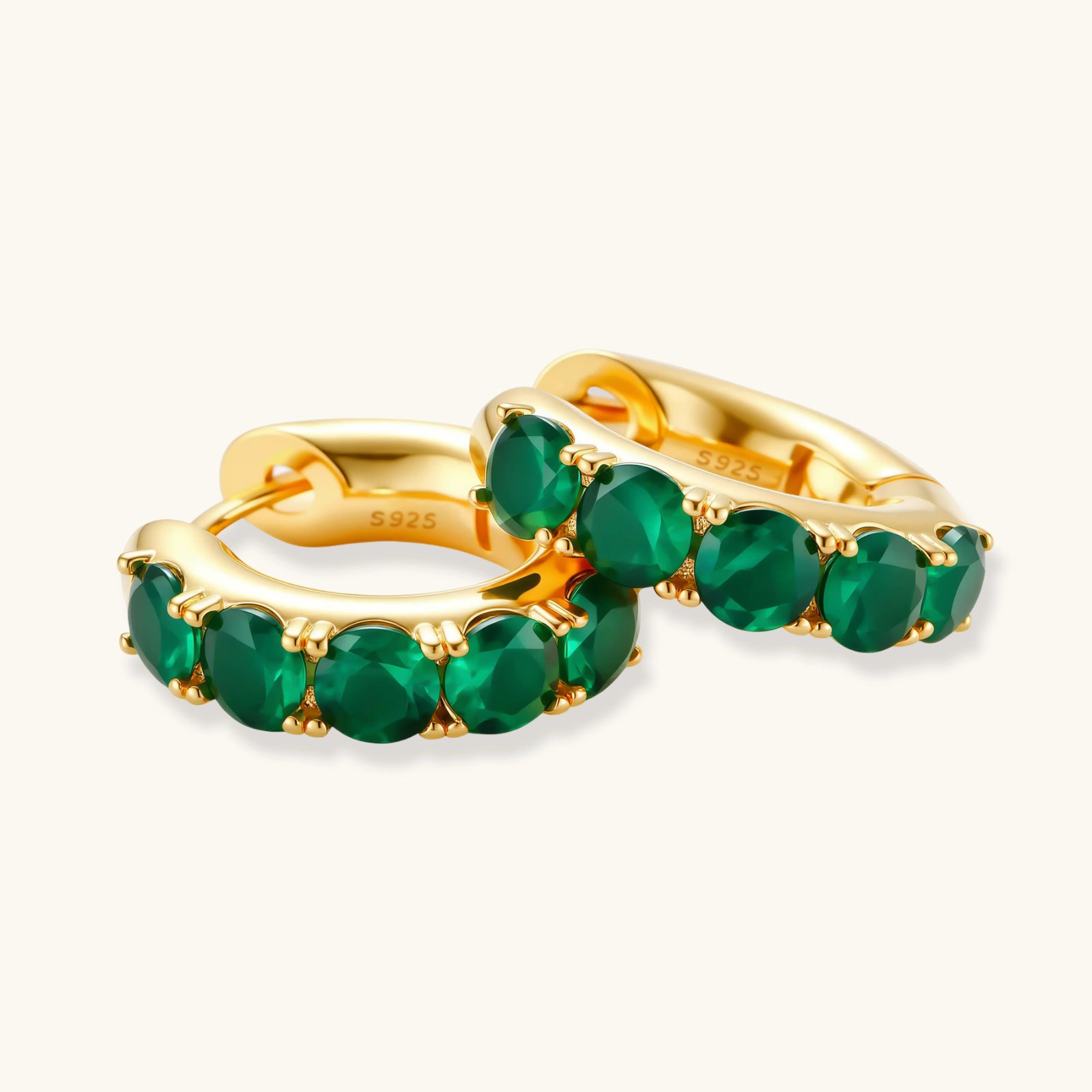 Emerald Huggie Hoops