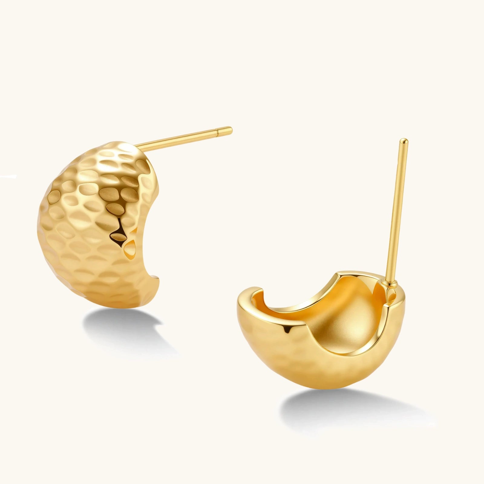 Hammered Gold Huggies