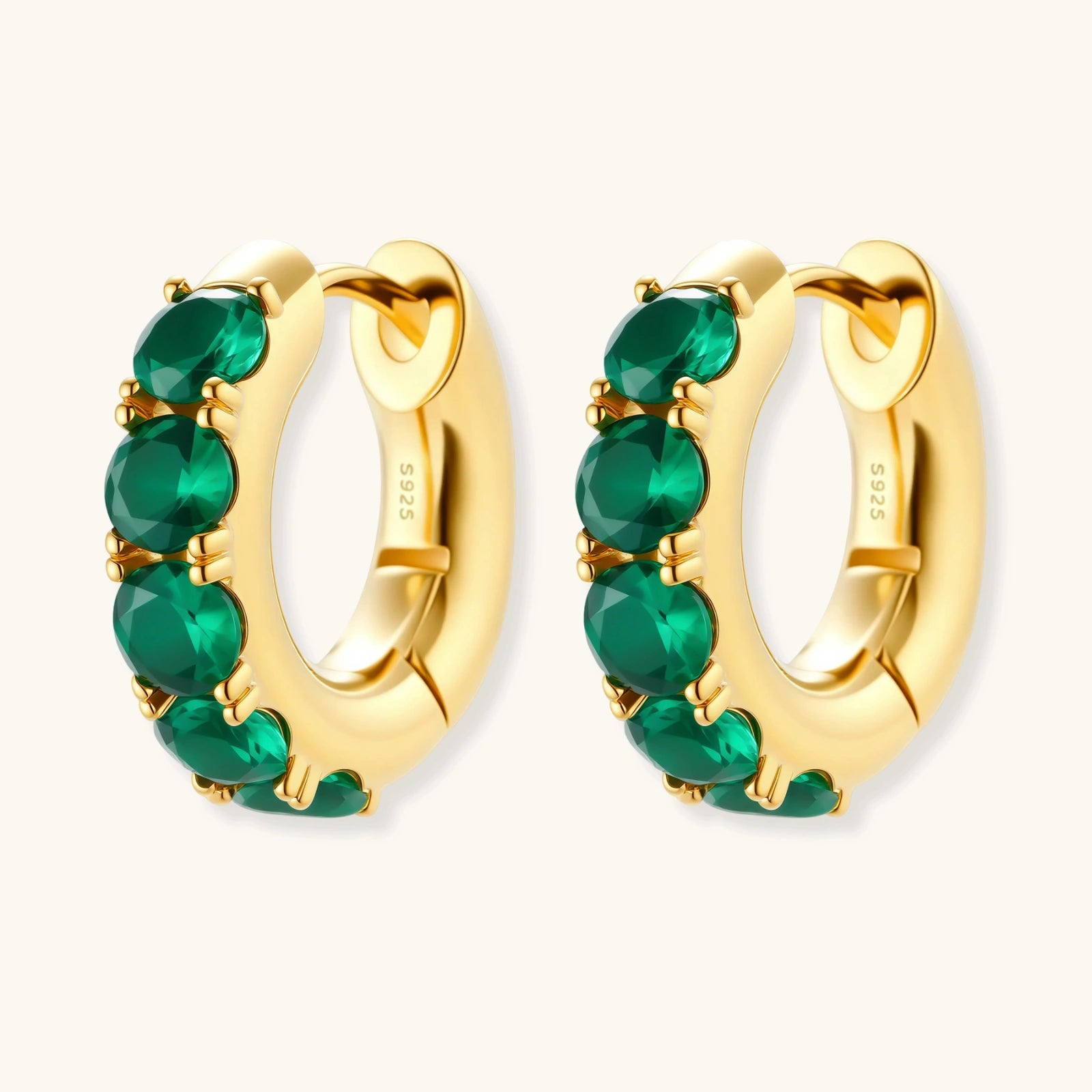 Emerald Huggie Hoops