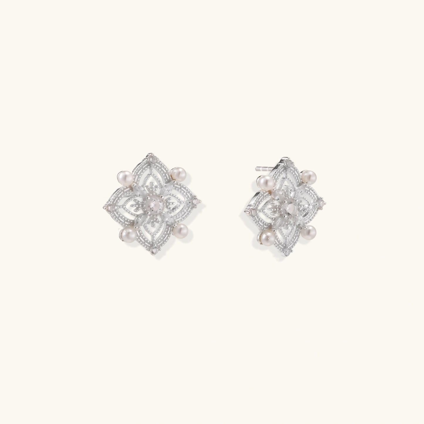 Celestial Pearl Cross Studs