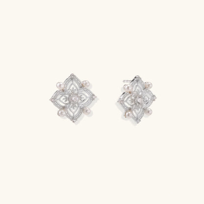 Celestial Pearl Cross Studs