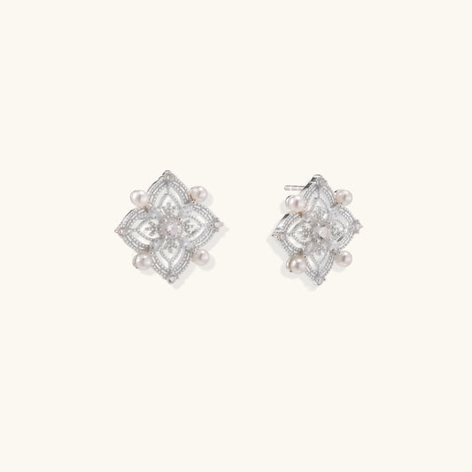 Celestial Pearl Cross Studs