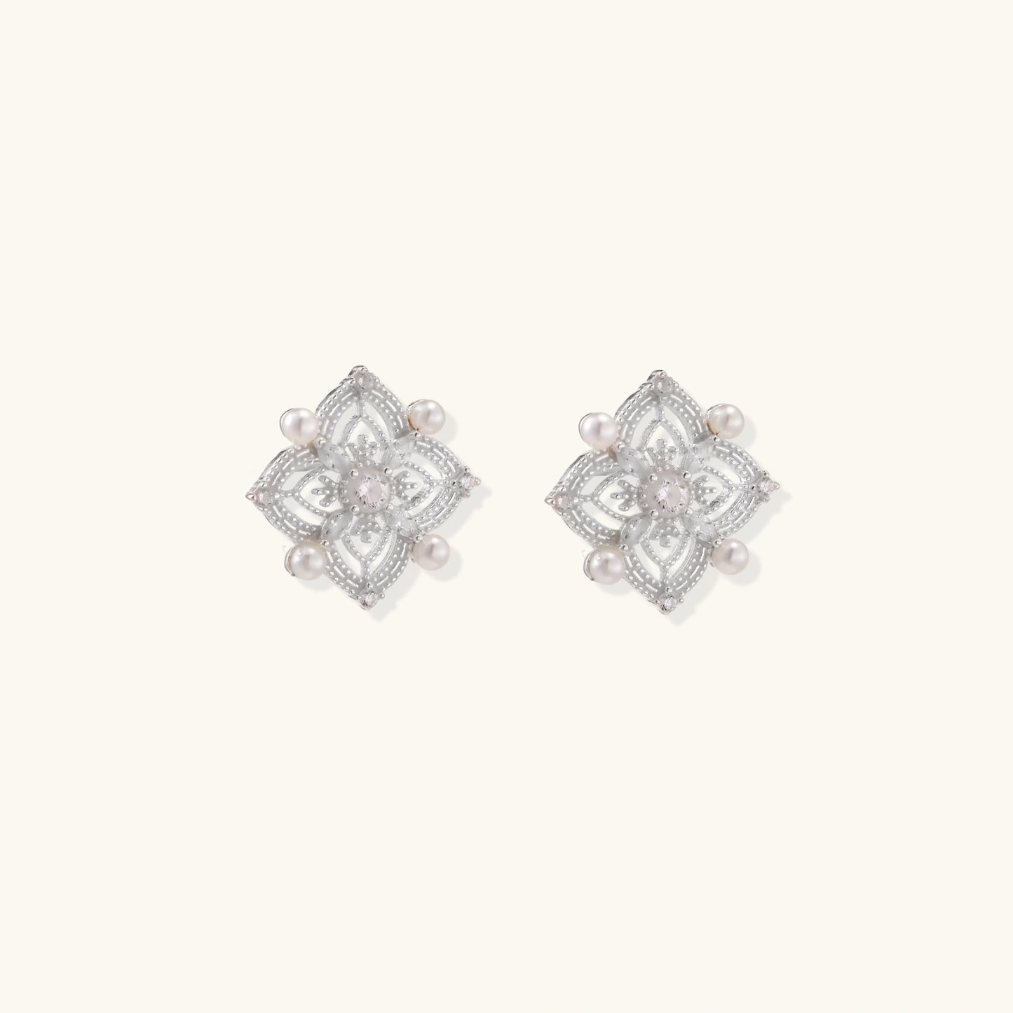 Celestial Pearl Cross Studs