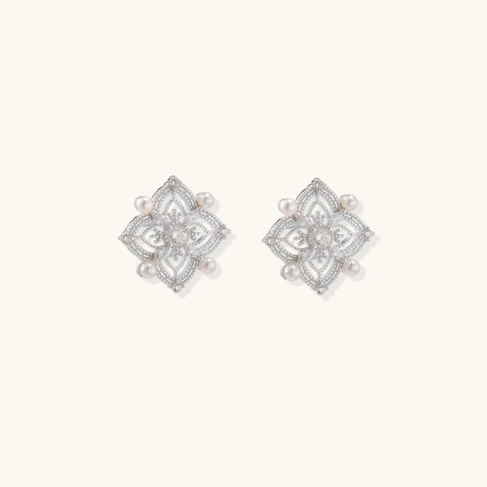Celestial Pearl Cross Studs