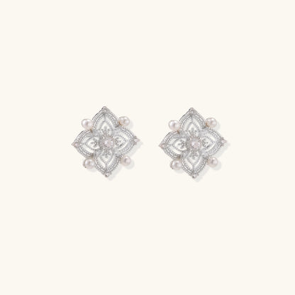 Celestial Pearl Cross Studs