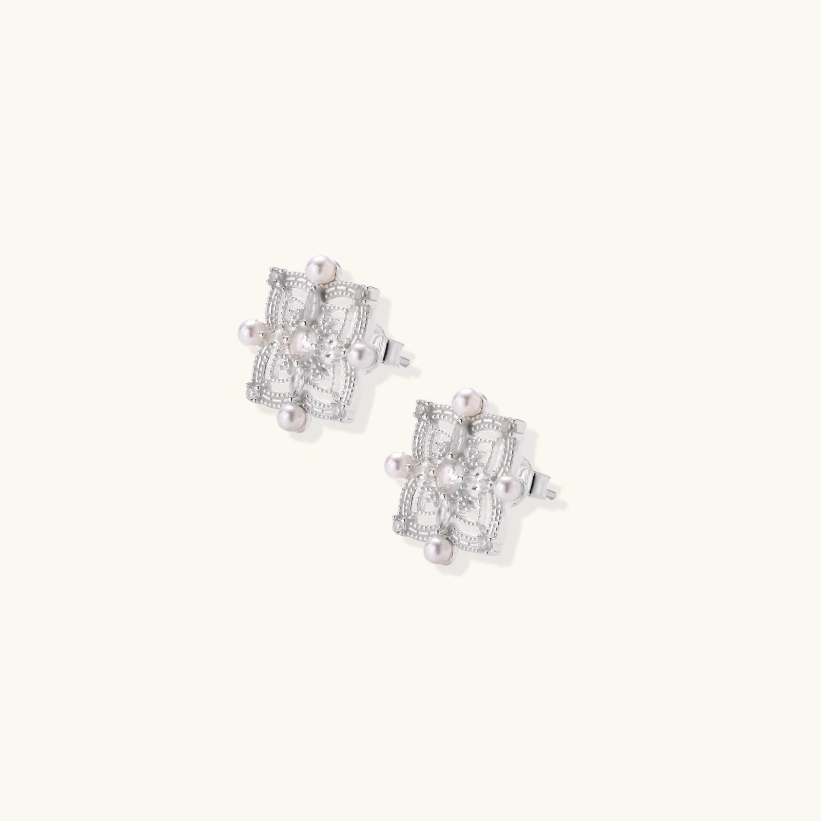 Celestial Pearl Cross Studs
