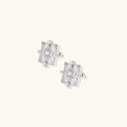 Celestial Pearl Cross Studs